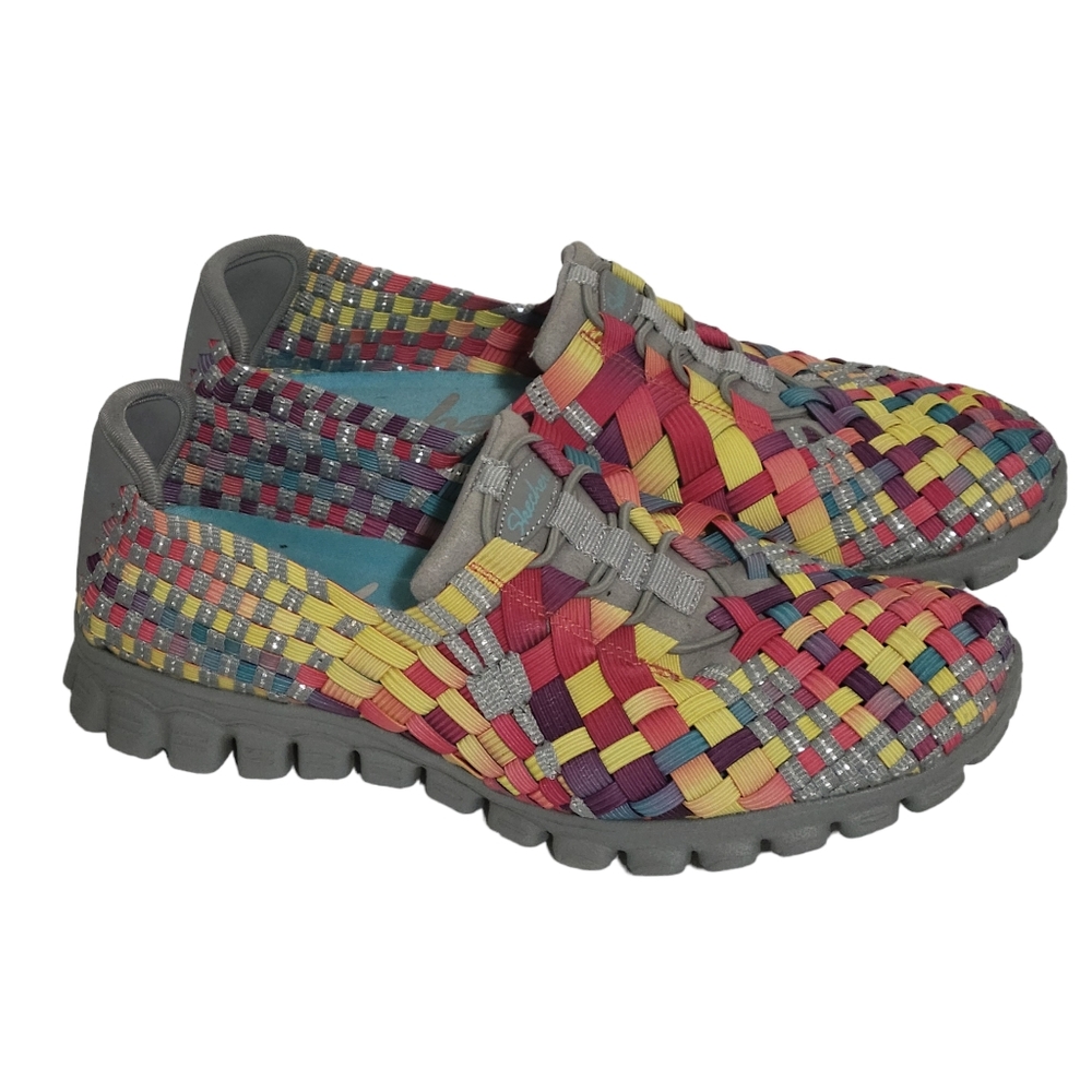 Skechers Women’s EZ Flex 2 Tada Multicolor Slip On Memory Foam Weave Shoes Sz 6‎